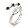 Natural Dyed & Heated Black Agate Finger Rings RJEW-F166-50P-1