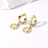 Stainless Steel Flat Round with Star Hoop Earrings ZU0993-4