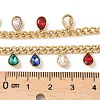 304 Stainless Steel Rhinestone Teardrop Tassel Twisted Chain Necklaces for Women NJEW-V010-01G-01-2