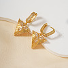 Elegant Brass Clear Cubic Zirconia Triangle Hoop Earrings TA2426-1-2