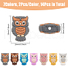 CHGCRAFT 14Pcs 7 Colors Owl Food Grade Eco-Friendly Silicone Focal Beads SIL-CA0003-09-2