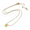 PVD Vacuum Plating 304 Stainless Steel Peach Heart Pendant Round Snake Chain Necklaces NJEW-Z044-07G-2