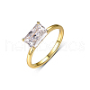 Rectangle Elegant S925 Sterling Silver Pave Clear Cubic Zirconia Ring for Women RW4917-2-2