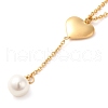 PVD Vacuum Plating 304 Stainless Steel Heart Pendant Lariat Necklace NJEW-G125-03-3