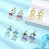 4 Pair 4 Color Glass Star Dangle Earrings EJEW-TA00267-4