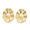 Oval Brass ABS Plastic Imitation Pearl Stud Earrings EJEW-S258-03G-4