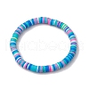 3Pcs 3 Colors Polymer Clay Disc Beaded Stretch Bracelet Sets BJEW-JB10440-02-4