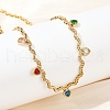 304 Stainless Steel Rope Chain Colorful Cubic Zirconia Tassel Necklaces for Women NJEW-V015-01G-A-3