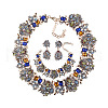 Flower Alloy with Rhinestone Chain Necklace & Bracelet & Stud Dangle Earring FS-WGC4D9E-03-1