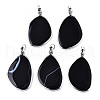 Natural Black Agate Big Pendants G-T131-117-1