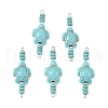 Dyed Synthetic Turquoise Turtle Rondelle Beaded Connector Charms PALLOY-JF04013-02-1