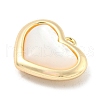 Brass Pave Shell Heart Charms KK-L211-016G-2