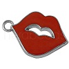 Platinum Plated Alloy Enamel Red Lip Pendants X-ENAM-26X18-1