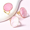Oval Dyed Natural Shell Rings KK-P305-12G-1
