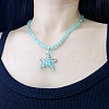 Beach Starfish Glass Pendant Cat Eye Round Beaded Necklaces for Women FS-WG4E63B-01-1