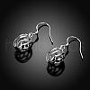 Simple Fashion Silver Plated Brass Filigree Wave Round Lantern Dangle Earrings EJEW-BB00699-2