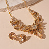 Fashionable Leaf Alloy Rhinestone Stud Earrings & Bib Necklaces Sets for Women FS-WG2624D-01-3