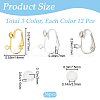 SOFPLATE 36Pcs 3 Colors Brass Clip-on Earring Findings KK-SP0001-07-2