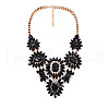 Alloy Glass Flower Statement Bib Necklaces for Women FS-WG917A1-02-1