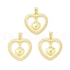 Rack Plating Brass Micro Pave Clear Cubic Zirconia Pendants KK-C011-21G-3