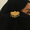 Elegant Middle Eastern Style Heart Brass Brooches for Women AH8858-4