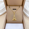 Brass Micro Pave Clear Cubic Zirconia Eiffel Tower Love Pendant Necklaces FS-WG3E8D3-01-2