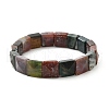 Sqaure Natural Indian Agate Beads Stretch Bracelets for Women Men BJEW-C097-06N-4