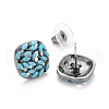 Bohemian Synthetic Turquoise Square Stud Earrings EJEW-H085-03B-2