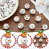   60Pcs 6 Styles Round Christmas Snowman Print Wood European Beads WOOD-PH0003-05-4