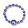 Handmade Evil Eye Lampwork Round Beads Stretch Bracelets for Men Women BJEW-JB11986-2