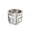 Roman Numerals 304 Stainless Steel & Crystal Rhinestone & Natural Shell Finger Rings FS-WGD9A22-06-2