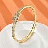 Brass Micro Pave Clear Cubic Zirconia Hinged Bangles for Women BJEW-K274-05G-3