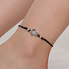 3Pcs Adjustable Hemp Cord Tortoise Alloy Link Anklets WG4DCBA-01-2