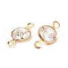 Brass Micro Pave Clear Cubic Zirconia Link Connectors ZIRC-K087-14KCG-3