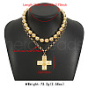 CCB Plastic Round Beaded Iron Alloy Cross Pendant Double Layer Necklaces FS-WGE63DA-03-1