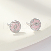 S925 Sterling Silver Flat Round with Flower Pattern Stud Earrings XR5943-2-3