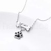 Paw Print & Bone & Heart Alloy Black Enamel Pendant Necklaces for Women FS-WG4E09B-01-1