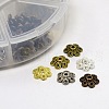 1 Box 6 Color Tibetan Style Alloy Flower Bead Caps TIBE-X0010-RS-B-3