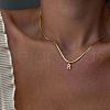 Brass Micro Pave Clear Cubic Zirconia Pendant Initial Necklaces FS-WGC46E8-18-2