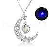 Alloy Resin Moon Pumpkin Pendants Necklaces NJEW-S417-01C-4