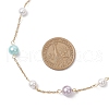 Round Shell Pearl & 304 Stainless Steel Handmade Link Chain Necklaces NJEW-JN05301-02-3