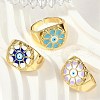 Brass Enamel Cuff Rings for Women RJEW-L113-032G-3