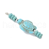 Dyed Synthetic Turquoise Turtle Rondelle Beaded Pendants PALLOY-JF04011-02-4