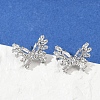 Butterfly Brass Micro Pave Cubic Zirconia Stud Earrings EJEW-M082-17P-01-2