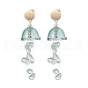 Glass Jellyfish with Shell Pearl Beaded Dangle Stud Earrings EJEW-TA00217-1