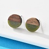 Opaque Resin & Walnut Wood Stud Earrings X-EJEW-N017-008-B08-3