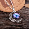 Alloy Glass Moon Syb Pendant Lumachina Chain Necklaces for Women WGDF061-12-1