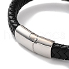 Men's Braided Black PU Leather Cord Bracelets BJEW-K243-14AS-3