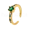 Brass Micro Pave Cubic Zirconia Cuff Rings for Women RJEW-H247-06G-4