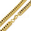 PVD Vacuum Plating 201 Stainless Steel Cuban Link Chain Necklace with 304 Stainless Steel Clasps for Men Women NJEW-M194-01B-G-3